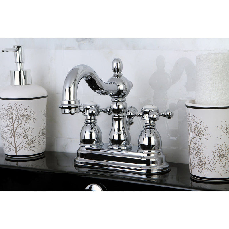 Heritage Double-Handle 3-Hole Deck Mount 4-Inch Centerset Bathroom Faucet with Pop-Up Drain