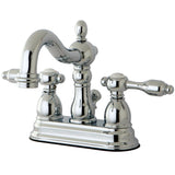 Tudor Double-Handle 3-Hole Deck Mount 4-Inch Centerset Bathroom Faucet with Pop-Up Drain
