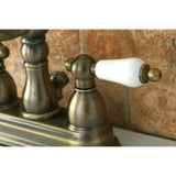 Heritage Double-Handle 3-Hole Deck Mount 4-Inch Centerset Bathroom Faucet with Pop-Up Drain