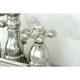 Heritage Two-Handle 3-Hole Deck Mount 4" Centerset Bathroom Faucet with Plastic Pop-Up