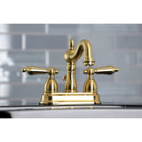Heritage Double-Handle 3-Hole Deck Mount 4-Inch Centerset Bathroom Faucet with Pop-Up Drain