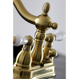 Heritage Two-Handle 3-Hole Deck Mount 4" Centerset Bathroom Faucet with Plastic Pop-Up