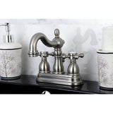 Heritage Double-Handle 3-Hole Deck Mount 4-Inch Centerset Bathroom Faucet with Pop-Up Drain