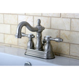 Tudor Double-Handle 3-Hole Deck Mount 4-Inch Centerset Bathroom Faucet with Pop-Up Drain