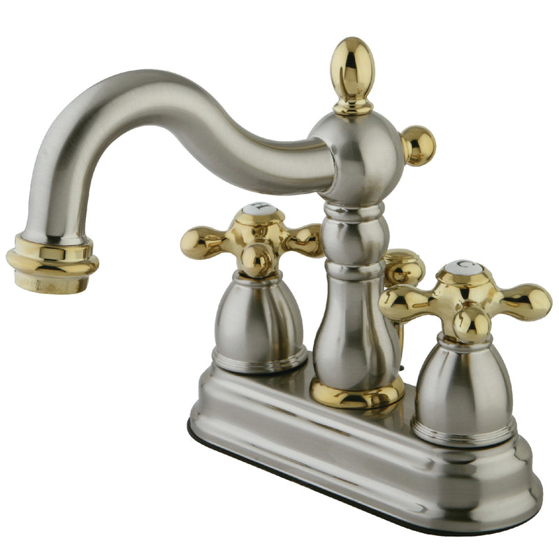 Heritage Double-Handle 3-Hole Deck Mount 4-Inch Centerset Bathroom Faucet with Pop-Up Drain