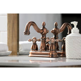 Heritage Two-Handle 3-Hole Deck Mount 4" Centerset Bathroom Faucet with Plastic Pop-Up