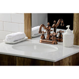 Heritage Two-Handle 3-Hole Deck Mount 4" Centerset Bathroom Faucet with Plastic Pop-Up