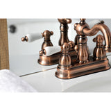 Heritage Two-Handle 3-Hole Deck Mount 4" Centerset Bathroom Faucet with Plastic Pop-Up