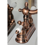 Heritage Double-Handle 3-Hole Deck Mount 4-Inch Centerset Bathroom Faucet with Pop-Up Drain