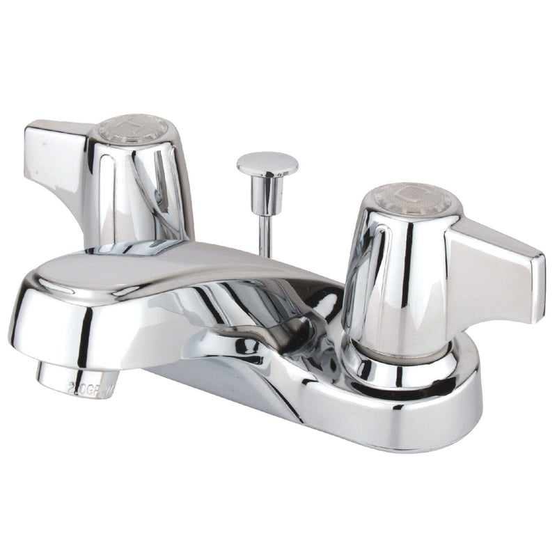 Americana Double-Handle 3-Hole Deck Mount 4-Inch Centerset Bathroom Faucet with ABS Pop-Up Drain