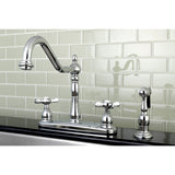Essex Two-Handle 4-Hole 8" Centerset Kitchen Faucet with Brass Sprayer
