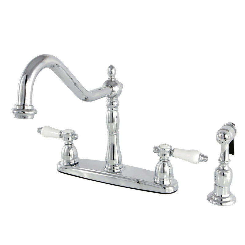 Bel-Air Two-Handle 4-Hole 8" Centerset Kitchen Faucet with Brass Sprayer