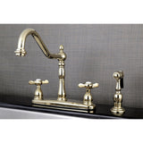 Essex Two-Handle 4-Hole 8" Centerset Kitchen Faucet with Brass Sprayer