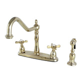 Essex Two-Handle 4-Hole 8" Centerset Kitchen Faucet with Brass Sprayer