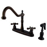 Heritage Two-Handle 4-Hole 8" Centerset Kitchen Faucet with Brass Sprayer