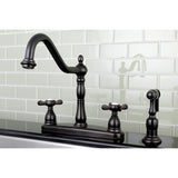 Essex Two-Handle 4-Hole 8" Centerset Kitchen Faucet with Brass Sprayer