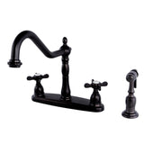 Essex Two-Handle 4-Hole 8" Centerset Kitchen Faucet with Brass Sprayer