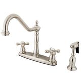 Heritage Two-Handle 4-Hole 8" Centerset Kitchen Faucet with Brass Sprayer