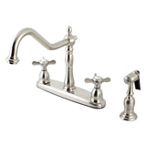 Essex Two-Handle 4-Hole 8" Centerset Kitchen Faucet with Brass Sprayer