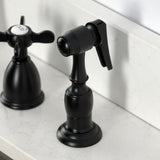 Essex Double-Handle 4-Hole Widespread Kitchen Faucet with Brass Sprayer