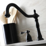 Heritage Double-Handle 4-Hole Widespread Kitchen Faucet with Brass Sprayer
