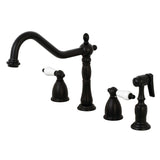 Heritage Double-Handle 4-Hole Widespread Kitchen Faucet with Brass Sprayer