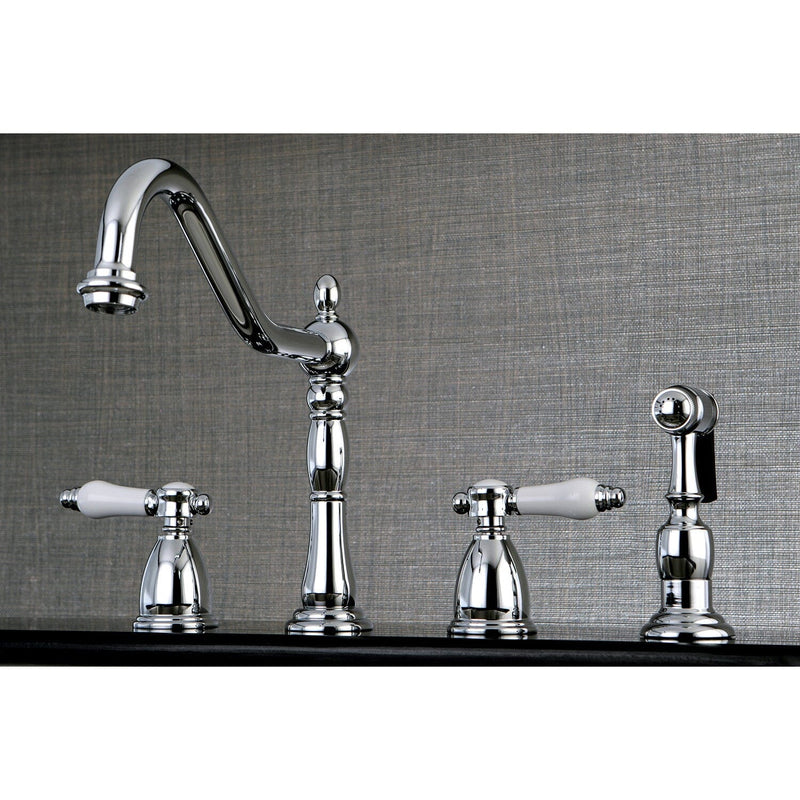 Bel-Air Double-Handle Widespread Kitchen Faucet with Brass Sprayer