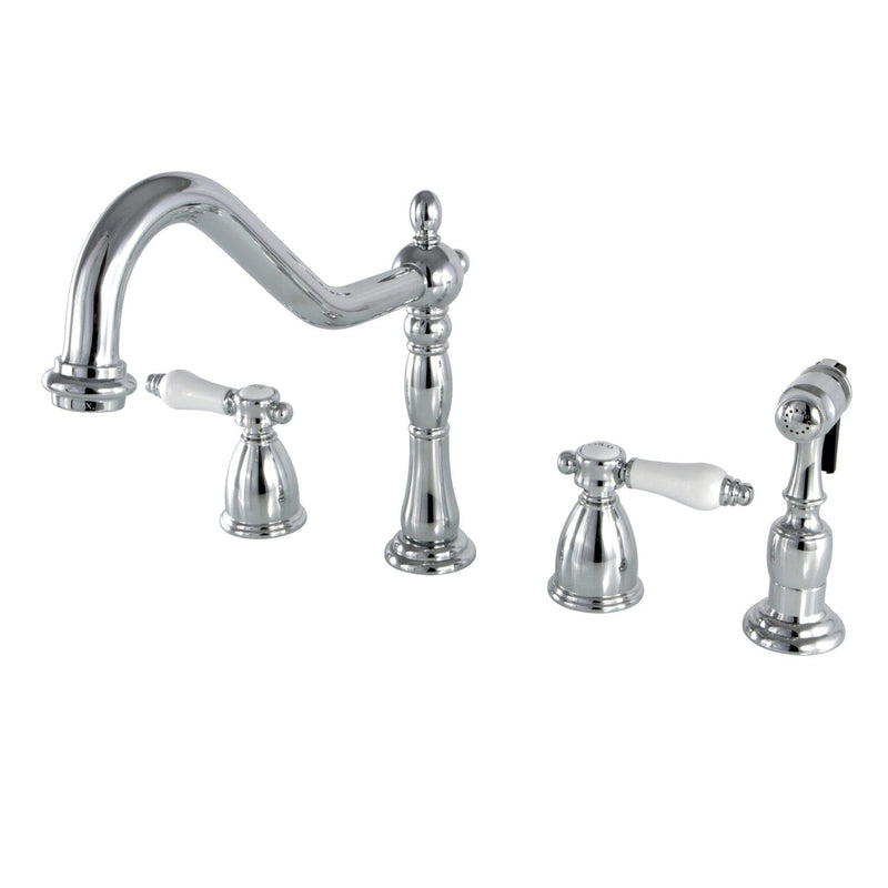 Bel-Air Double-Handle Widespread Kitchen Faucet with Brass Sprayer