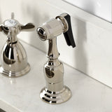 Essex Double-Handle 4-Hole Widespread Kitchen Faucet with Brass Sprayer