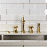 Essex Double-Handle 4-Hole Widespread Kitchen Faucet with Brass Sprayer