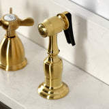 Essex Double-Handle 4-Hole Widespread Kitchen Faucet with Brass Sprayer