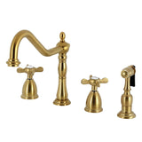 Essex Double-Handle 4-Hole Widespread Kitchen Faucet with Brass Sprayer