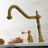 Heritage Double-Handle 4-Hole Widespread Kitchen Faucet with Brass Sprayer