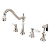 Heritage Double-Handle 4-Hole Widespread Kitchen Faucet with Brass Sprayer