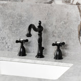 Essex Two-Handle 3-Hole Deck Mount Widespread Bathroom Faucet with Brass Pop-Up