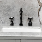 Essex Two-Handle 3-Hole Deck Mount Widespread Bathroom Faucet with Brass Pop-Up