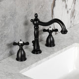 Essex Two-Handle 3-Hole Deck Mount Widespread Bathroom Faucet with Brass Pop-Up