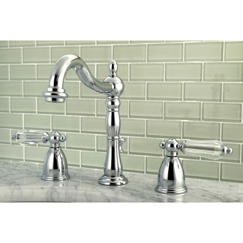 Wilshire Two-Handle 3-Hole Deck Mount Widespread Bathroom Faucet with Pop-Up Drain