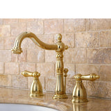 Heritage Two-Handle 3-Hole Deck Mount Widespread Bathroom Faucet with Brass Pop-Up