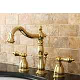 Heritage Two-Handle 3-Hole Deck Mount Widespread Bathroom Faucet with Brass Pop-Up