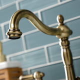 Heritage Two-Handle 3-Hole Deck Mount Widespread Bathroom Faucet with Brass Pop-Up