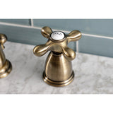 Heritage Two-Handle 3-Hole Deck Mount Widespread Bathroom Faucet with Brass Pop-Up
