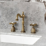 Essex Two-Handle 3-Hole Deck Mount Widespread Bathroom Faucet with Brass Pop-Up