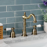 Heritage Two-Handle 3-Hole Deck Mount Widespread Bathroom Faucet with Brass Pop-Up