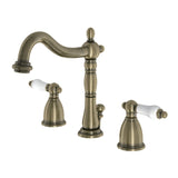 Heritage Two-Handle 3-Hole Deck Mount Widespread Bathroom Faucet with Brass Pop-Up