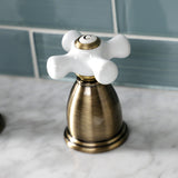 Heritage Two-Handle 3-Hole Deck Mount Widespread Bathroom Faucet with Brass Pop-Up