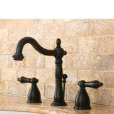 Heritage Two-Handle 3-Hole Deck Mount Widespread Bathroom Faucet with Pop-Up Drain