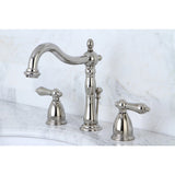 Heritage Two-Handle 3-Hole Deck Mount Widespread Bathroom Faucet with Brass Pop-Up