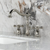 Heritage Two-Handle 3-Hole Deck Mount Widespread Bathroom Faucet with Brass Pop-Up