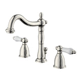 Heritage Two-Handle 3-Hole Deck Mount Widespread Bathroom Faucet with Brass Pop-Up